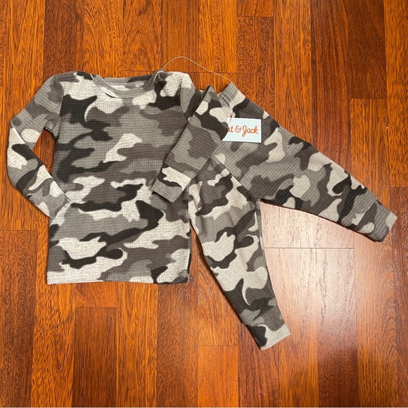 Cat & Jack Gray Camouflage Shirt Pants Set 12M Soft Cozy - Picture 2 of 6